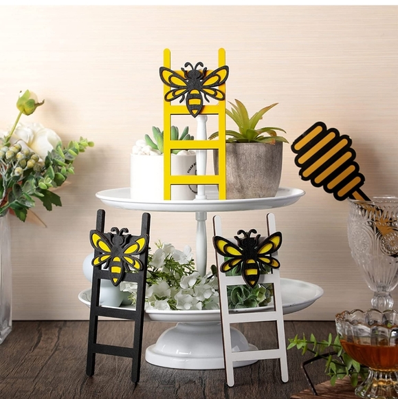 3 piece Bee Wooden Ladder decoration - Picture 8 of 10